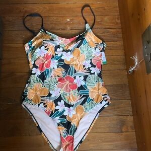 Hurley Floral Strappy Back One Piece Swimsuit NWT